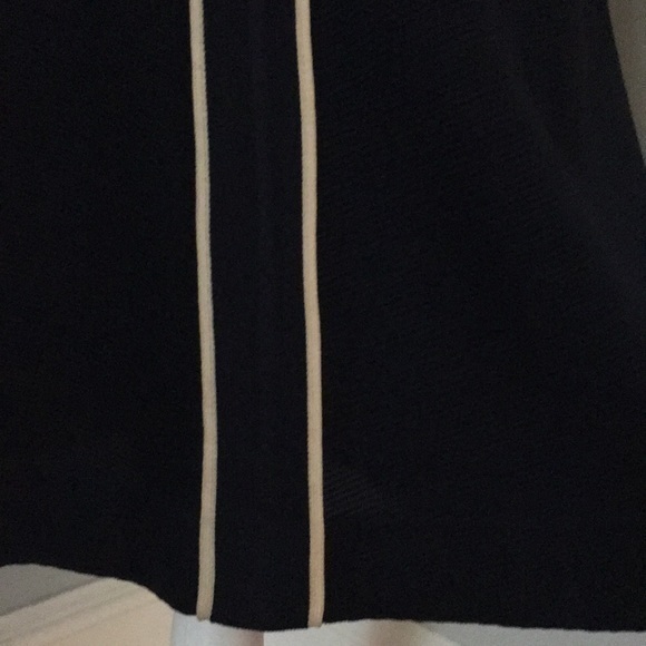 VINTAGE navy sleeveless knee length dress with cream piping - Picture 5 of 9